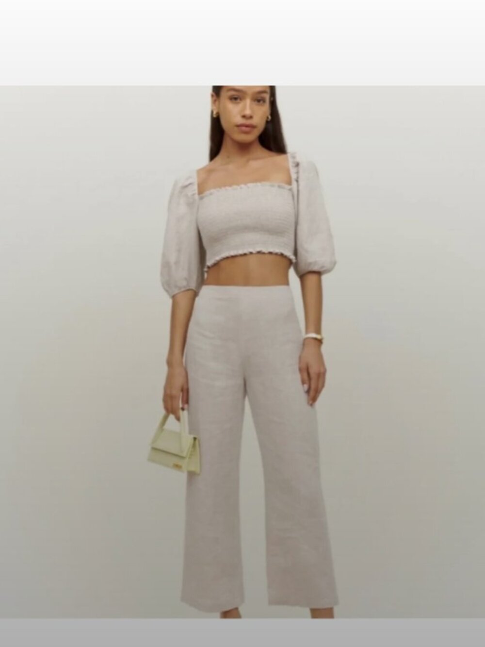 Reformation Scarlett Linen Two Piece Set in Oatmeal womens size 0 New